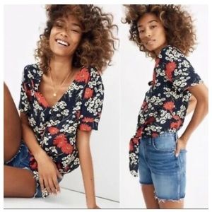 Madewell Tie-Front Top in Hillside Daisies | Size XS
